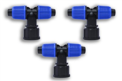 3 Netafim 3/4'' Garden Hose / Faucet to Drip Irrigation Line Adapter Tee 17-18mm