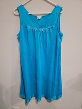 Vintage Vanity Fair Sleeveless Negligee Nightgown Size L Blue Nylon USA Made