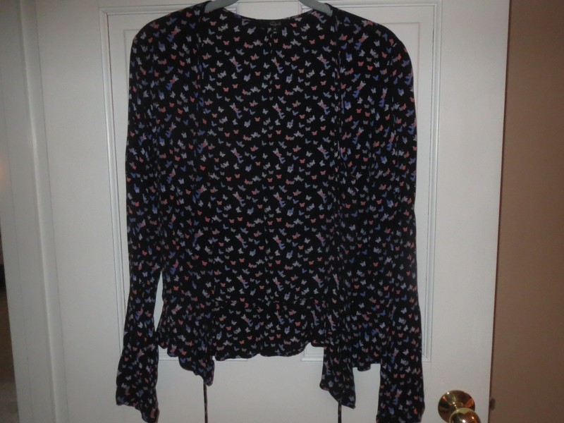 Button front top - Size M-Brand RAILS- Pink, blue and coral butterfly print
