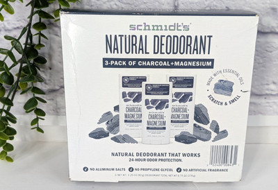 NEW SEALED 3 PACK Schmidt's Natural Deodorant Stick CHARCOAL + MAGNESIUM  1.7oz
