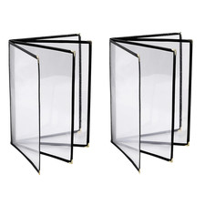 2PCS Menu Covers 8.5" X 11" Restaurant Menu Holder 4 Page 8 View Transparent Men