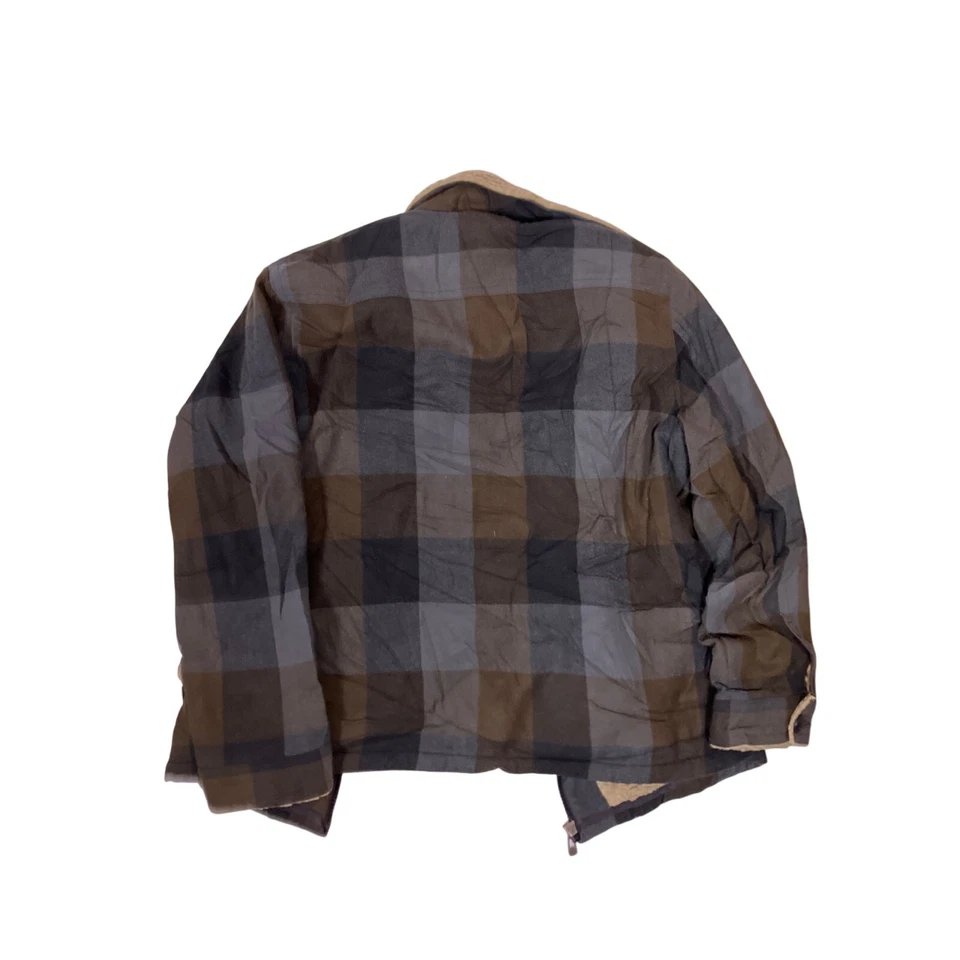 Chaqueta de Franela Fox Racing De Colección Forrada Sherpa Para Hombres XL - Marrón Gris A Cuadros Cremallera Foto 2 de 4