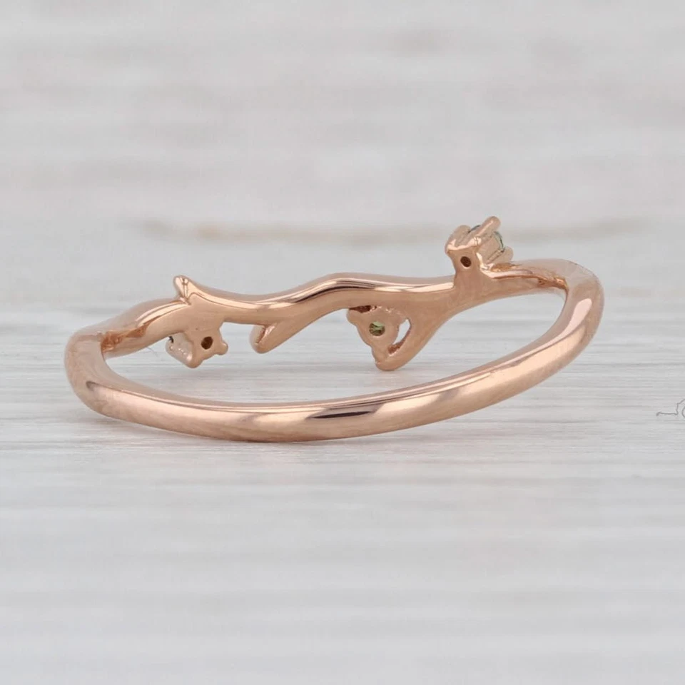 Alianza de boda contorneada apilable con anillo de zafiro verde de oro rosa de 18 quilates talla 6,5 Foto 4 de 4
