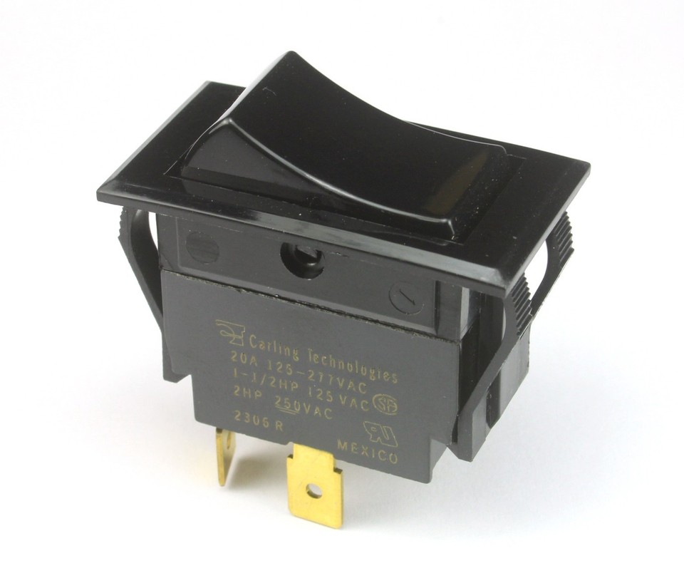 CARLING Rocker Switch, DPST, 20A at 277VAC, Snap-In, 1 1/2HP at 125VAC ...