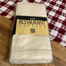 Linens N Things Restaurant Napkins 20 x 20 New  Set Of 6 Off White 100% Cotton
