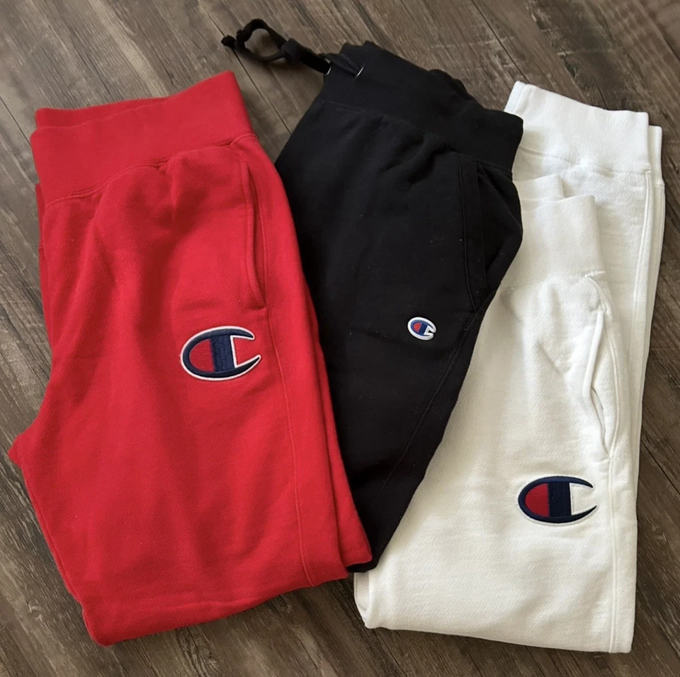 Conjunto de 3 pares de pantalones deportivos Champion para hombre y mujer rojos, negros, blancos L LEER Foto 3 de 4