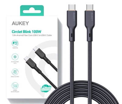 689323785322 AUKEY CB-KCC102 Nylon C able USB C - USB C 1.8m AUKEY