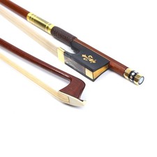 4/4 Violin Bow Brazilwood Golden Black Silk Ebony Frog Natural Bow Hair Straight
