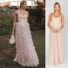 Show Me Your Mumu Francesca Corset Maxi Dress Champagne Tulle Ruffle SIZE M