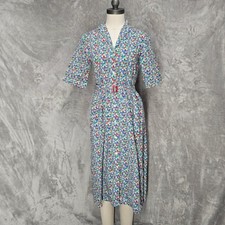 Uniqlo Ines De La Fressange Floral Cotton Midi Belt Shirt Dress Cottagecore