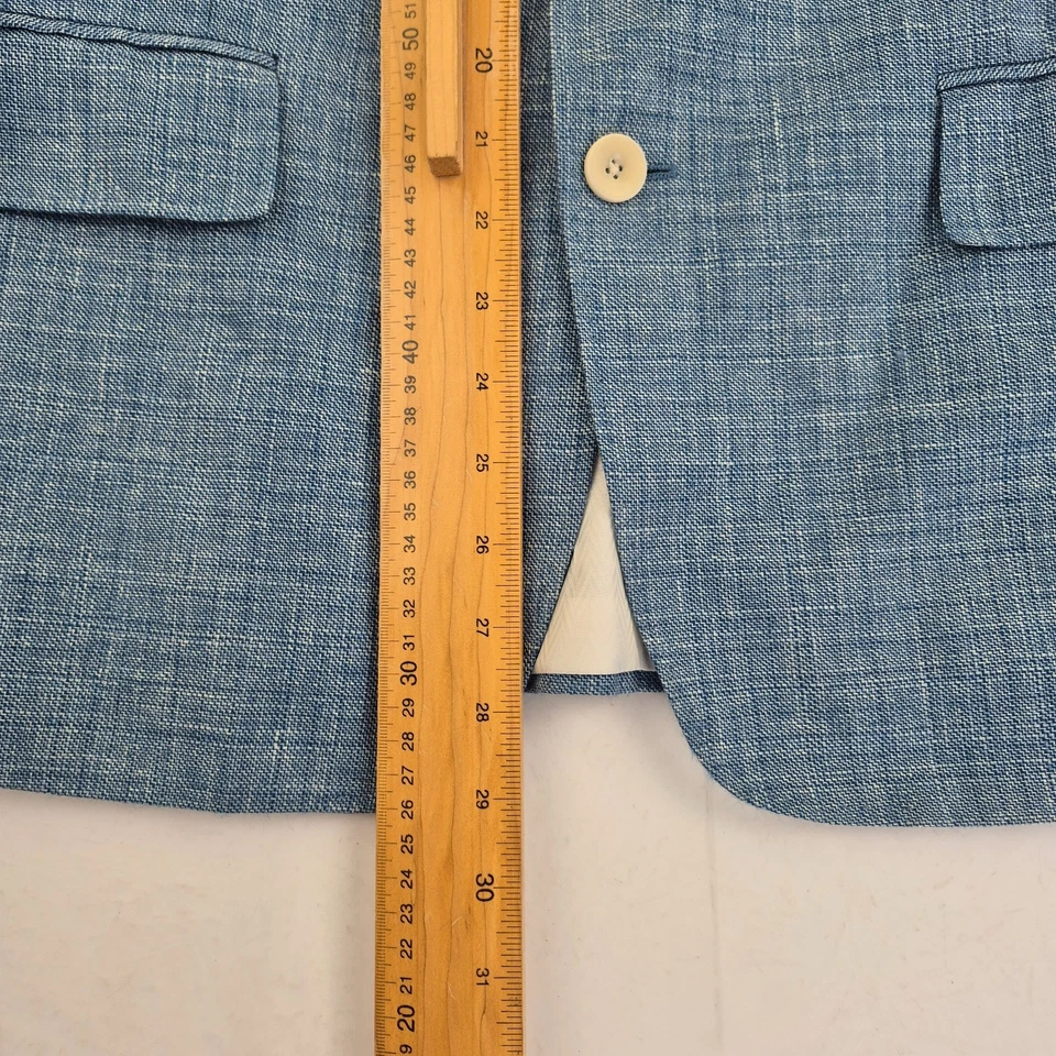 COLLEZIONE Blazer 40S Blue Men's Button Linen Wool Blend Jacket M&S - Image 2 of 4