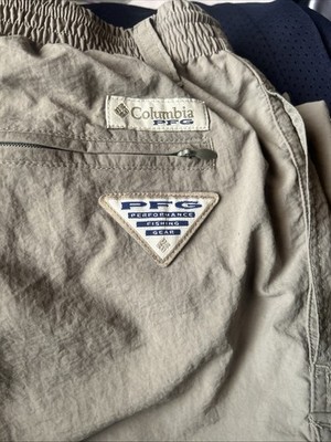 Columbia PFG Pants Omni-Shade Convertible Cargo  Shorts Khaki Mens Medium