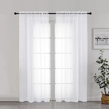 Sheer Curtains 72 Inch Length 2 Panels, Light 42"W x 72"L Pack of 2 White