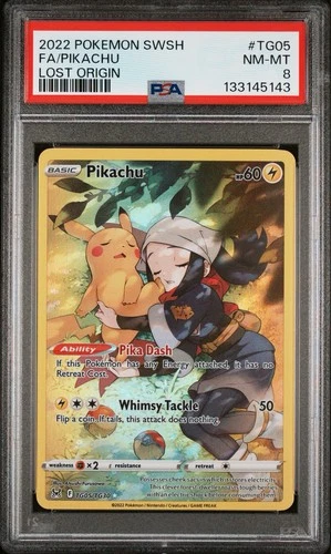 Pokemon 2022 TCG SWSH: Lost Origin Pikachu TG05/TG30 Trainer Gallery PSA 8