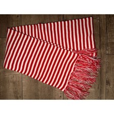 Ganz Kids Red White Striped Knit Winter Scarf Fringe Holiday Candy Cane NEW