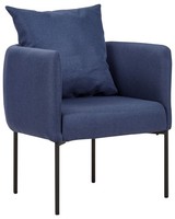 Sessel Leinenoptik Dunkles Blau Mit Schwarzen Metallbeinen Malmos