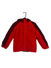 Lands  End Youth S Red Hooded Winter Coat Fleece Lined Insulated Jacket