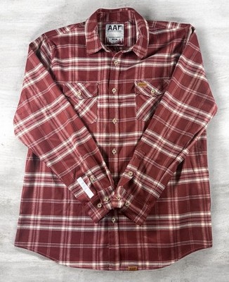 All American Roughneck Men's Red White Plaid Custom Backwoods Flannel Shirt Sz L