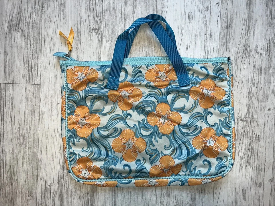 Bolsa de transporte para laptop Lilly Pulitzer azul água laranja floral neoprene - Imagem 2 de 4