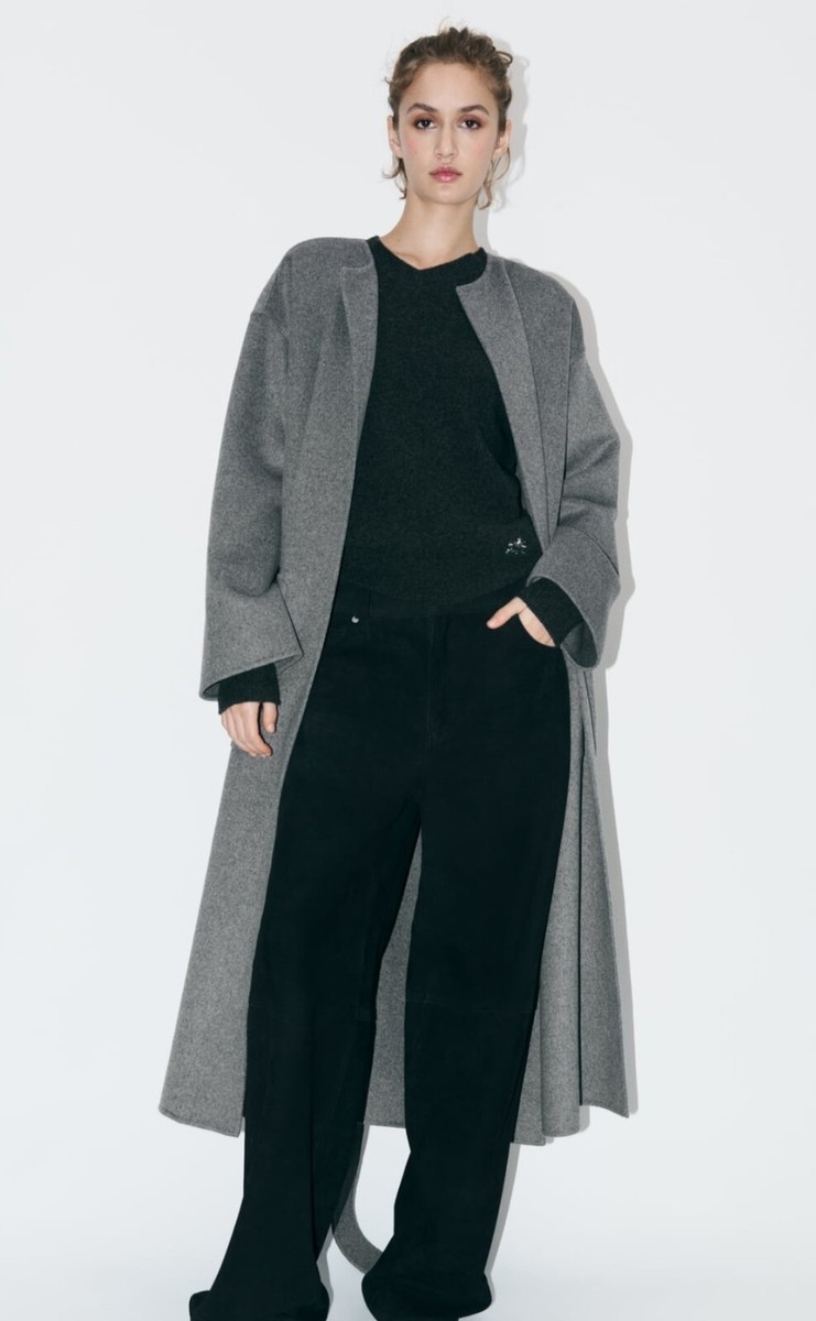 RRP $299 ZARA DOUBLE FACED BLEND COAT ZW COLLECTION GRAY,US