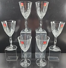 (6) Royal Crystal Rock Fire Water Goblets Set Elegant Clear Cut Stemware RCR Lot