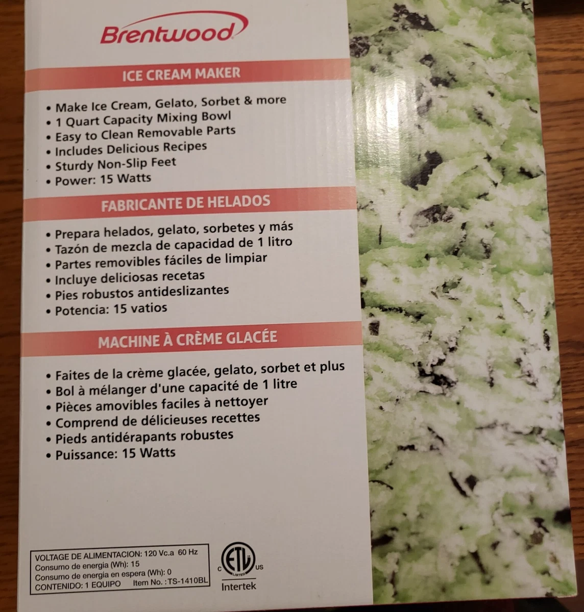 Brentwood Appliances Ice Cream Maker Machine 1 Quart eBay