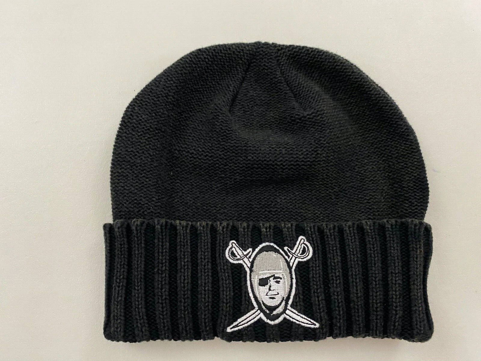 Retro Sport Logo Knit Cuffed Black Beanie One Size
