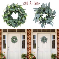 Boxwood Wreaths for Front Door Welcome Sign Hanging Outdoor Wall Decor Spring US