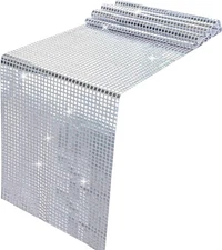Glitter Disco Party Table Runner Mirror Silver Table Runner Disco Party Decor