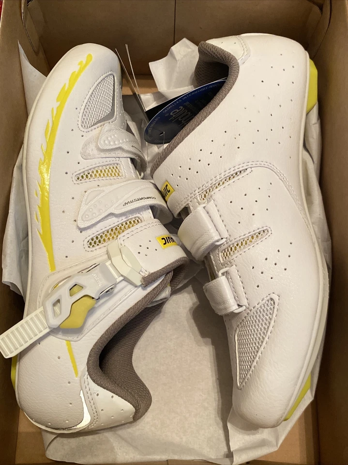 NIB Ksyrium Elite WII SZ 7.5 White Yellow Cycling Shoe - Image 3 of 4