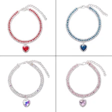 Cat Dog Heart Pendant Collar Necklace Puppy Bling Collar Pet Fashion Accessorie.
