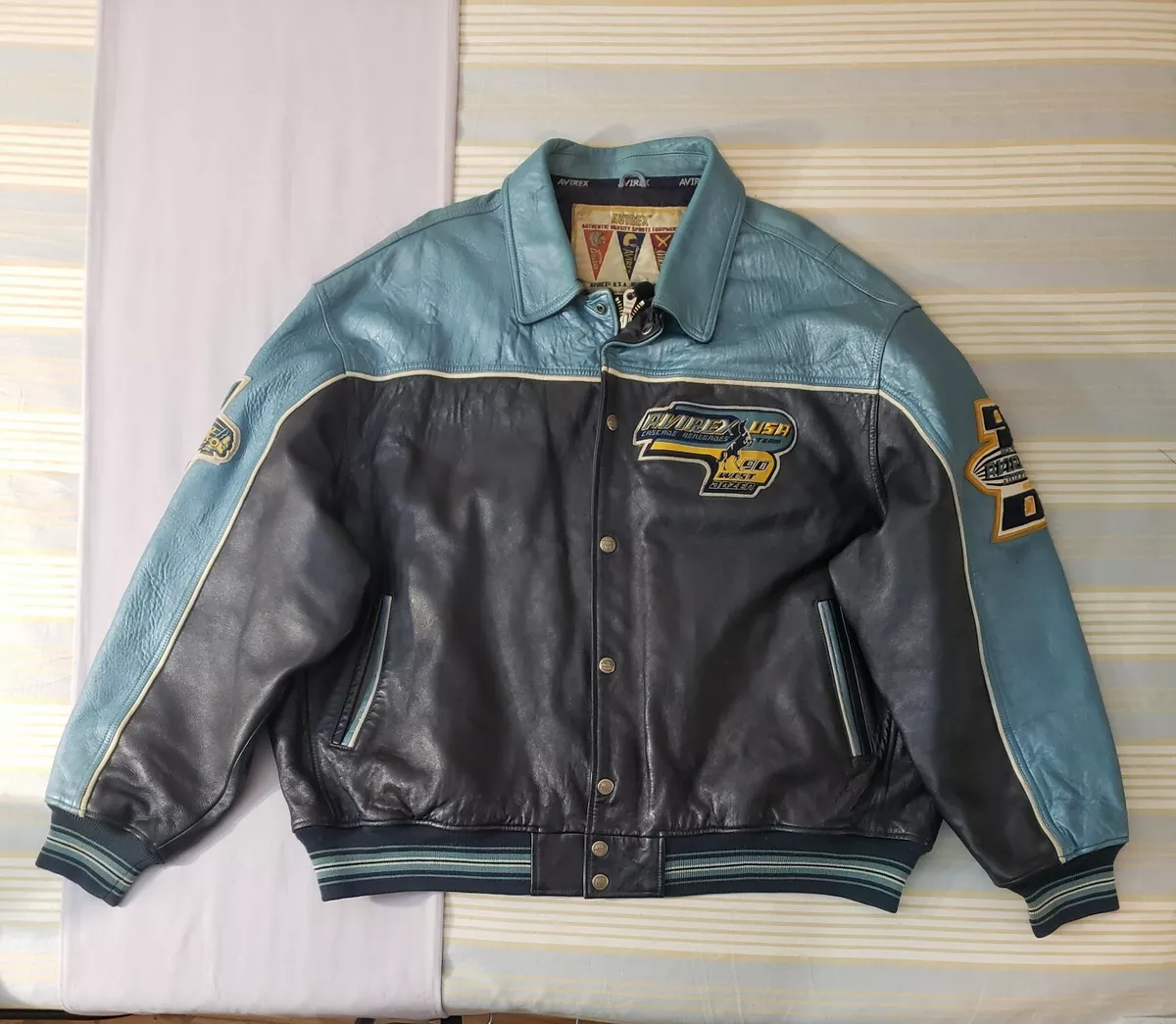 RARE 90s Vintage Avirex Cascade Renegades Indian leather Varsity Jacket 4XL