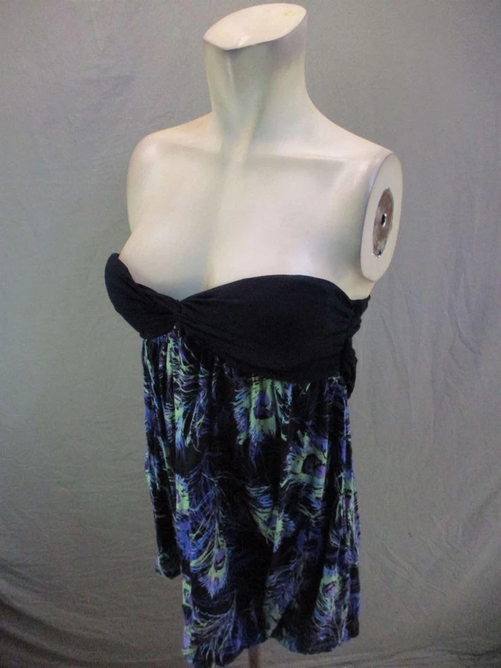 Top túnica Twenty One talla L para mujer azul marino floral rayón sin tirantes con cinturón 7Y002 Foto 4 de 4