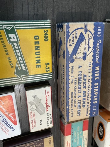 Vintage Staples Lot of 8 Boxes Complete/Incomplete Tot Heller Roberts Apex Speed - Afbeelding 3 van 11
