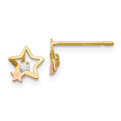Madi K Kid's  Earrings 14k Yellow and Rose Gold  CZ Star Post Button