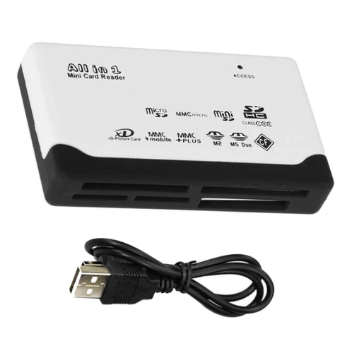 All In One Card Reader USB 2.0 TF CF SD Mini SD SDHC MMC MS XD Card Reader WHITE