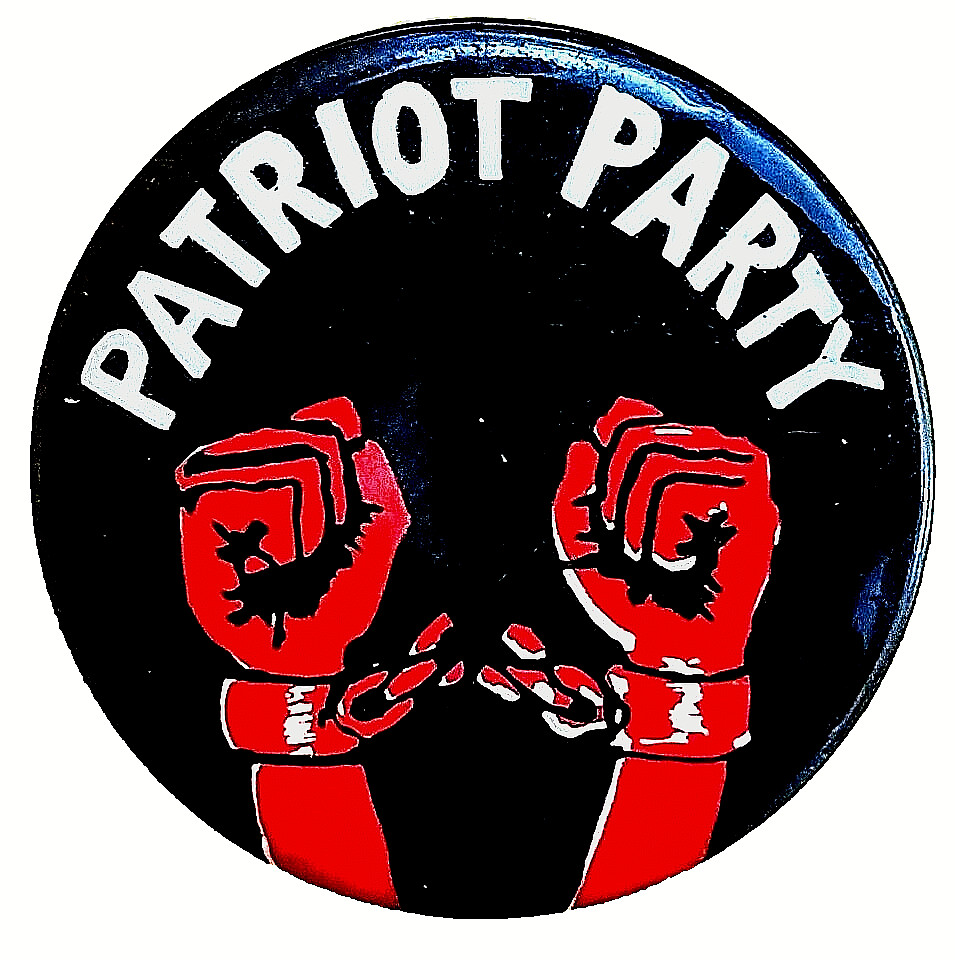 PATRIOT PARTY - 1969 Rainbow Coalition, Black Panthers, Socialist Party pinback