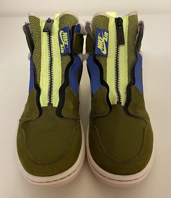 Nike Air Jordan 1 High Zip Up Olive Flak Black Volt Women's