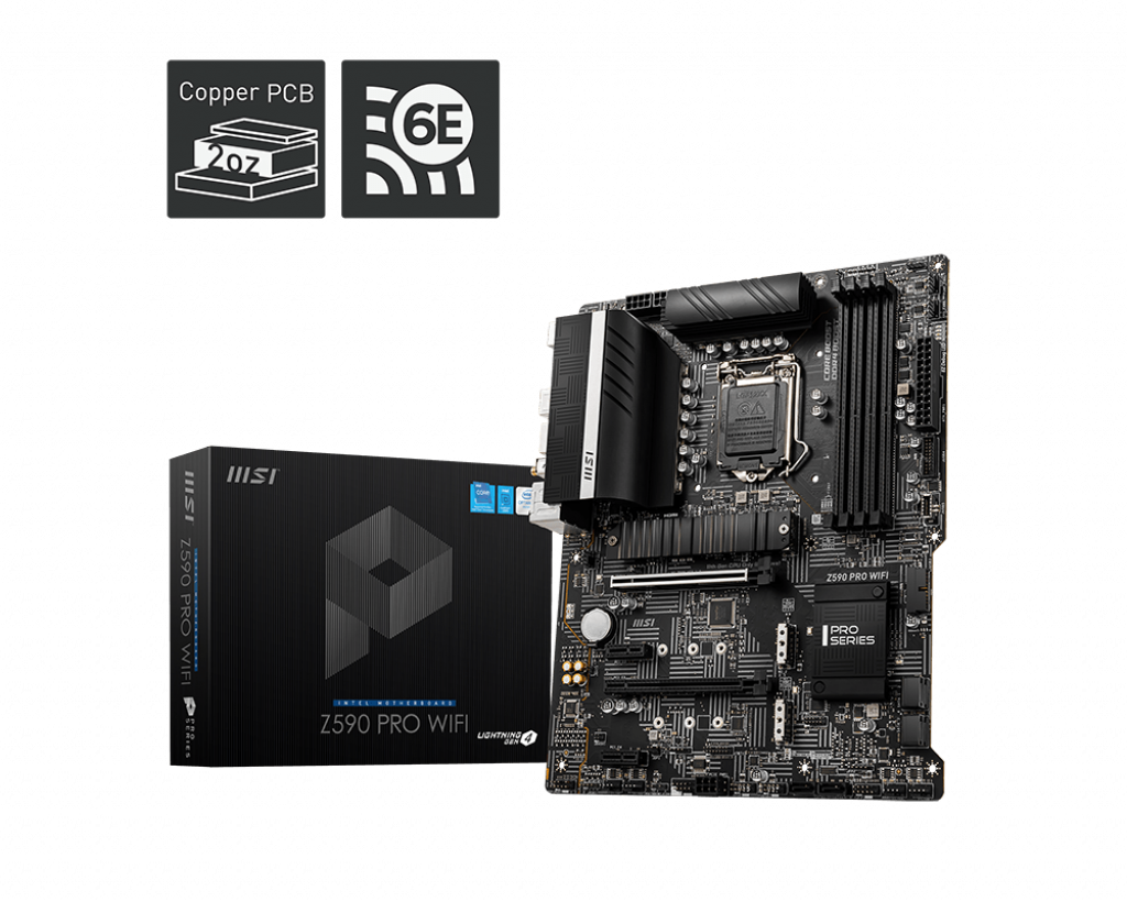 MSI Z590 PRO WIFI Motherboard | LGA 1200 | DDR4 | ATX | Multi-GPU