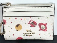 Coach Mini Skinny Id Case With Ornament Print Chalk Multi New P1