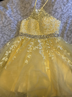 sachin and babi light blue dress yellow homecoming dress