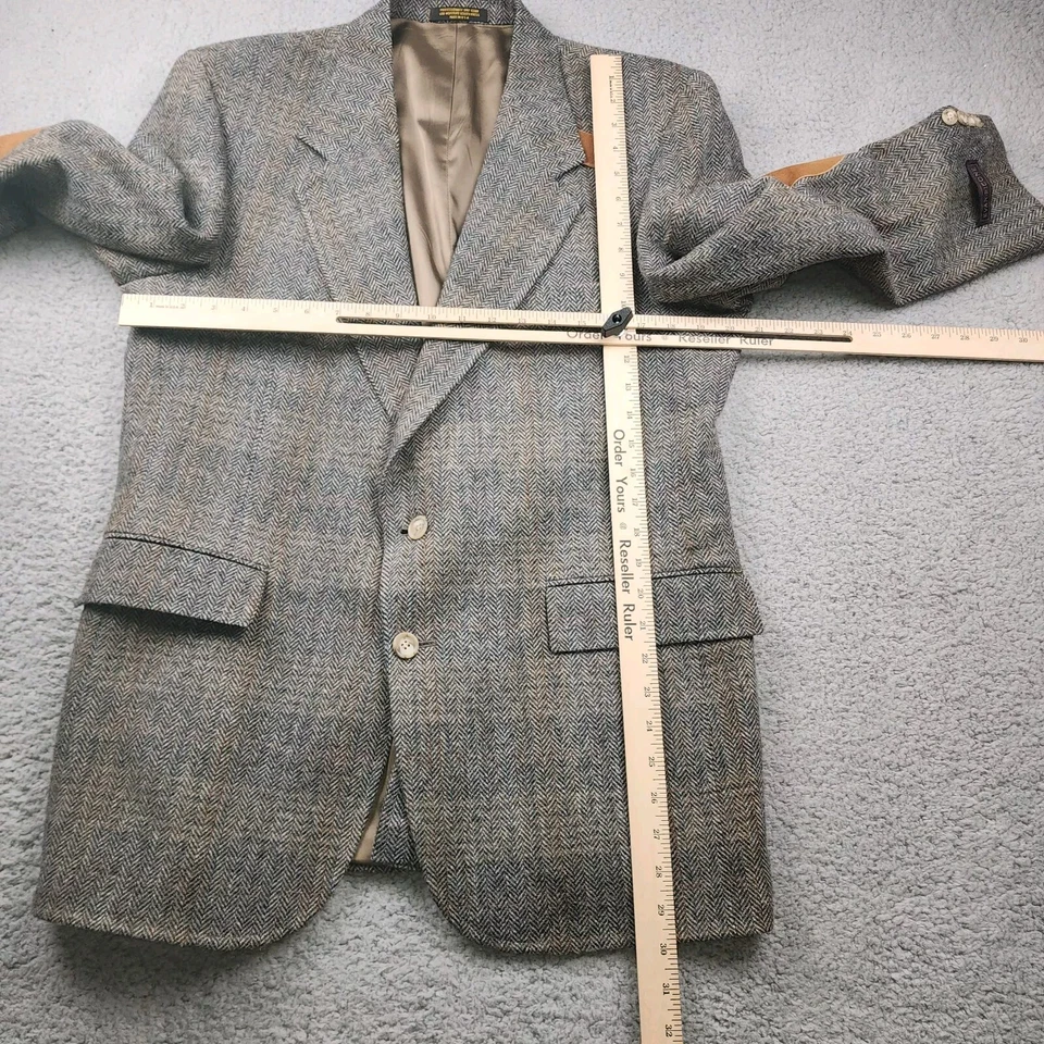 Blazer Evan Picone Para Hombres 42R Marrón Lana Tweed Espiga Codo Parches Abrigo Foto 4 de 4