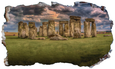 Stonehenge 3D Magic Window Wandbild Aufkleber selbstklebend Vinyl Poster V2*