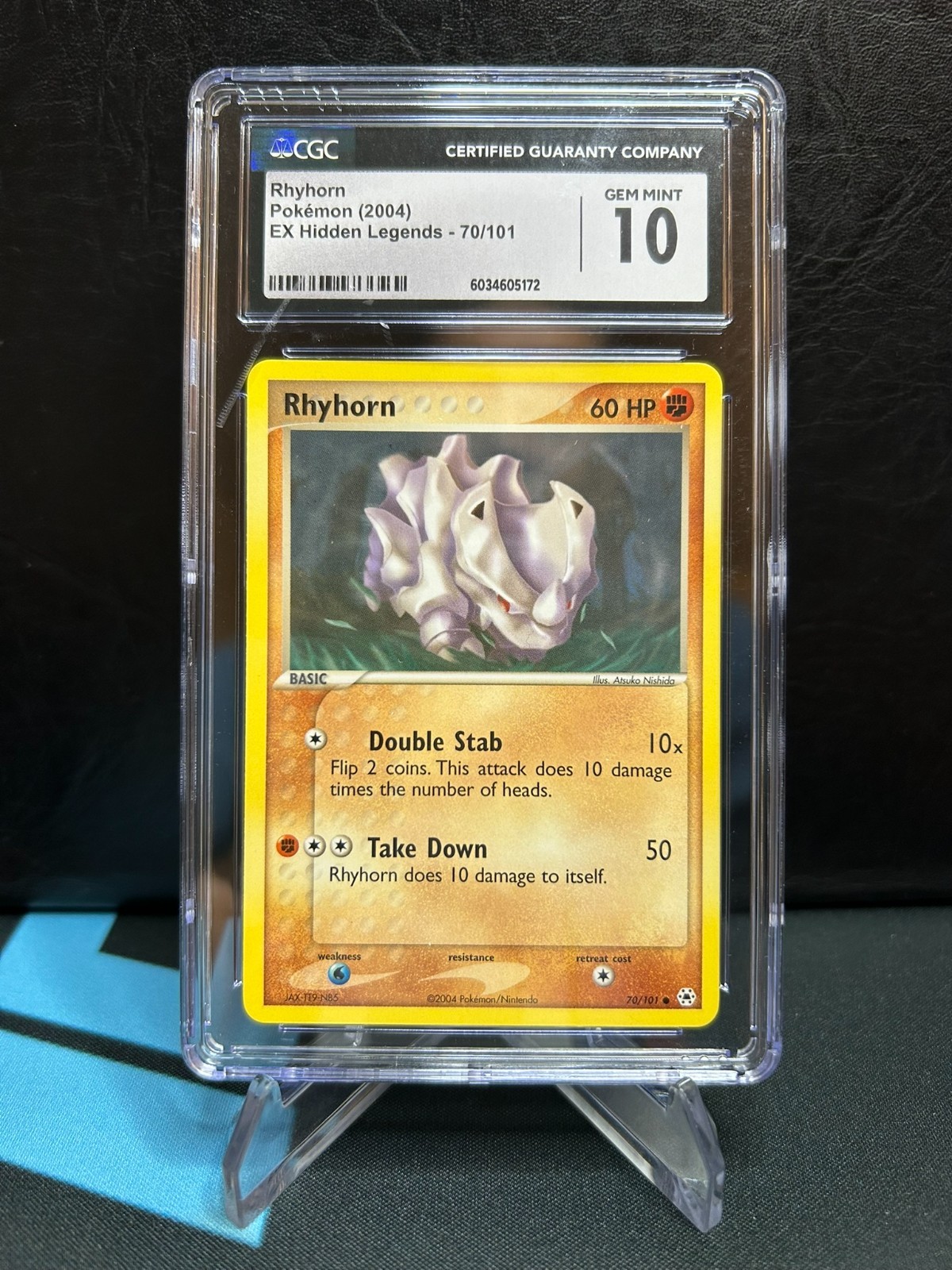 RHYHORN 2004 Pokemon EX Hidden Legends 70/101 - CGC 10 GEM MT