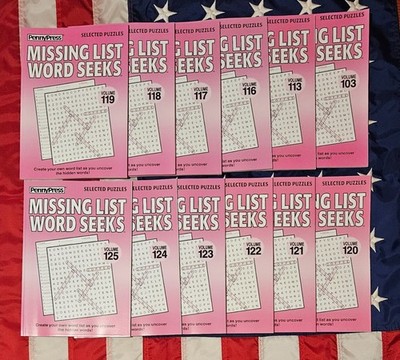 Lot of 4 Penny Press Dell Missing List Word Seek Puzzle Books Random Unsorted