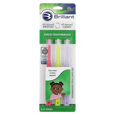 Brilliant, Child Toothbrush, 2- 5 Years, Pink, Yellow, Purple, 3 Toothbrushes