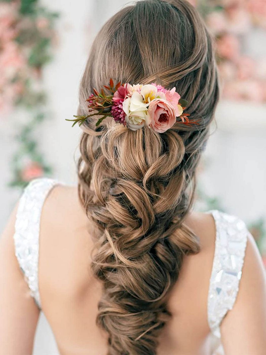 CROWN GUIDE 2-Pack Rose Flower Bridal Hair Combs Women Wedding Hair Amazon.com : CROWN GUIDE 2-Pack Rose Flower Bridal Hair  main image 4