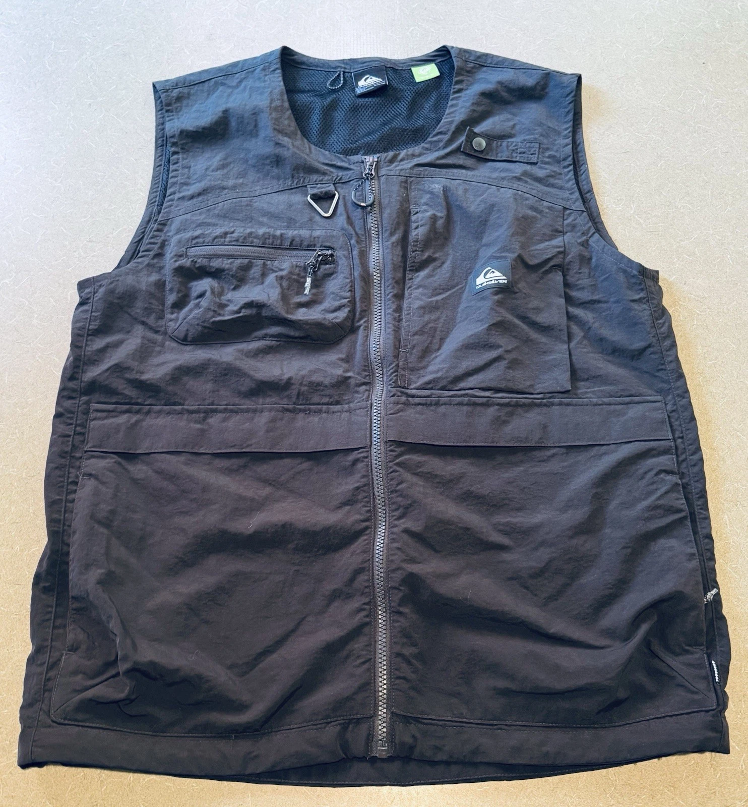 Quiksilver Utility Vest Mens Black Gorpcore Fishing Techwear Lightweight M