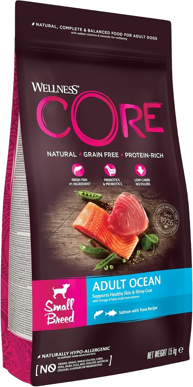 Wellness CORE Ocean 1.5 kg, Salmon & Tuna – Dry Dog Food for Small Breeds, Gr