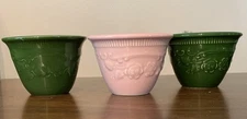 Lot 3 Genuine Oven Serve TS&T USA Ramekin Custard Embossed Green Pink *read